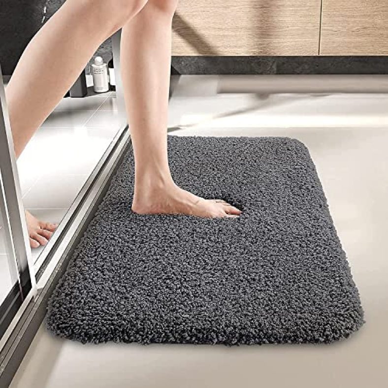 Bsps Bathroom Door Mats Anti Slip Water Soak Size 40X60 Cm, Pack Of 1, Grey, Microfiber