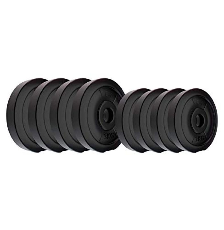Amazon Brand Koxtons – Pvc 20 Kg Spare Weight Plates Combo (2 Kg X 4 + 3 Kg X 4), Black (Ksepl 039)