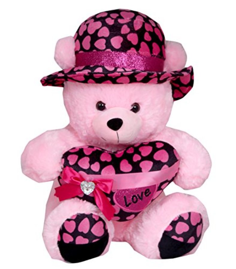Tickles Soft Stuffed Plush Animal Toy Beautiful Valentine Teddy With Heart Best Gift (Color:Pink Size: 40 Cm) (Made In India)