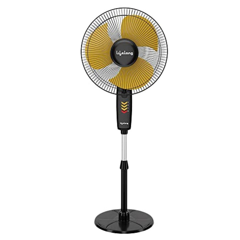 Lifelong Llpf922 Pedestal Fan For Cooling With Automatic Oscillation | Home, Kitchen & Office Use | 400 Mm | Powerful Air Throw (Black, 1 Year Warranty)