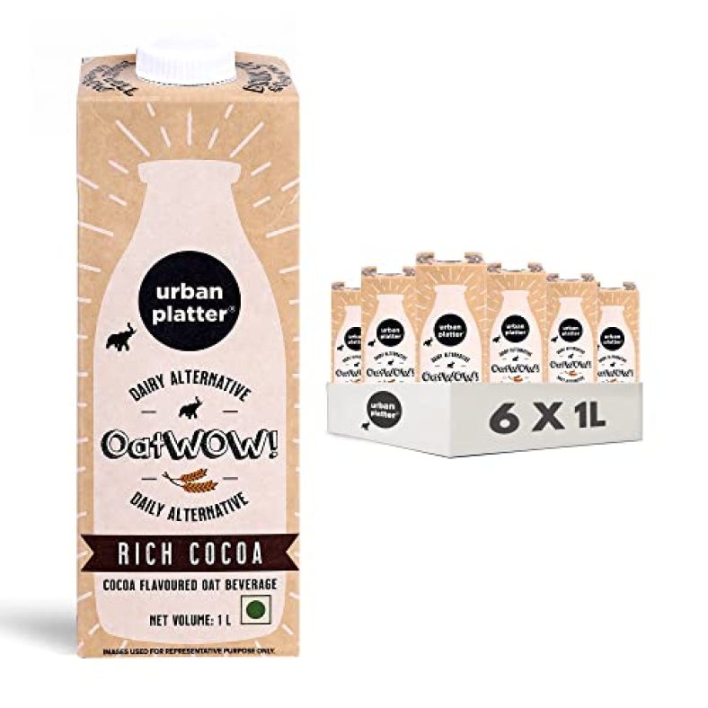 Urban Platter Oatwow Classic Oat Beverage, 1 Litre [Plant-Based/Vegan Milk Alternative] (Rich Cocoa, 6L)
