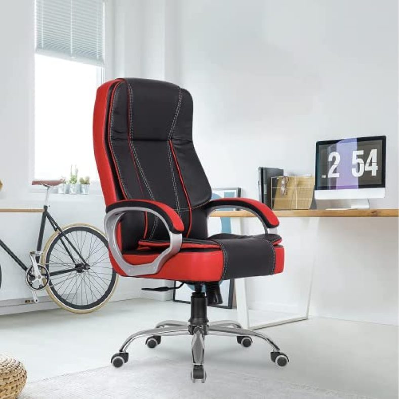 Green Soul® Vienna High Back Leatherette Executive Office Ergonomic Chair With Multi-Color Options, Back And Arm Rest For Extra Comfort & Spacious Seat (Black & Red)