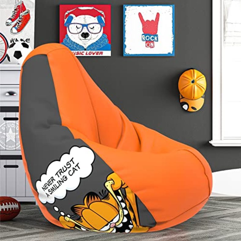 Comfybean Bag With Beans Filled 4Xl- Official: Garfield Bean Bags – For Adults – Max User Height : 5.5-6 Ft.-Weight : 70-99 Kgs(Model: Garfield_Artwork-15 – Orange)