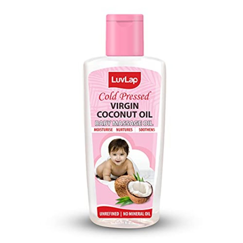 Luvlap Baby Hair & Skin Oil, 100% Natural Cold Pressed Virgin Coconut Oil, Baby Massage Oil, Prevents Diaper Rash, 200Ml