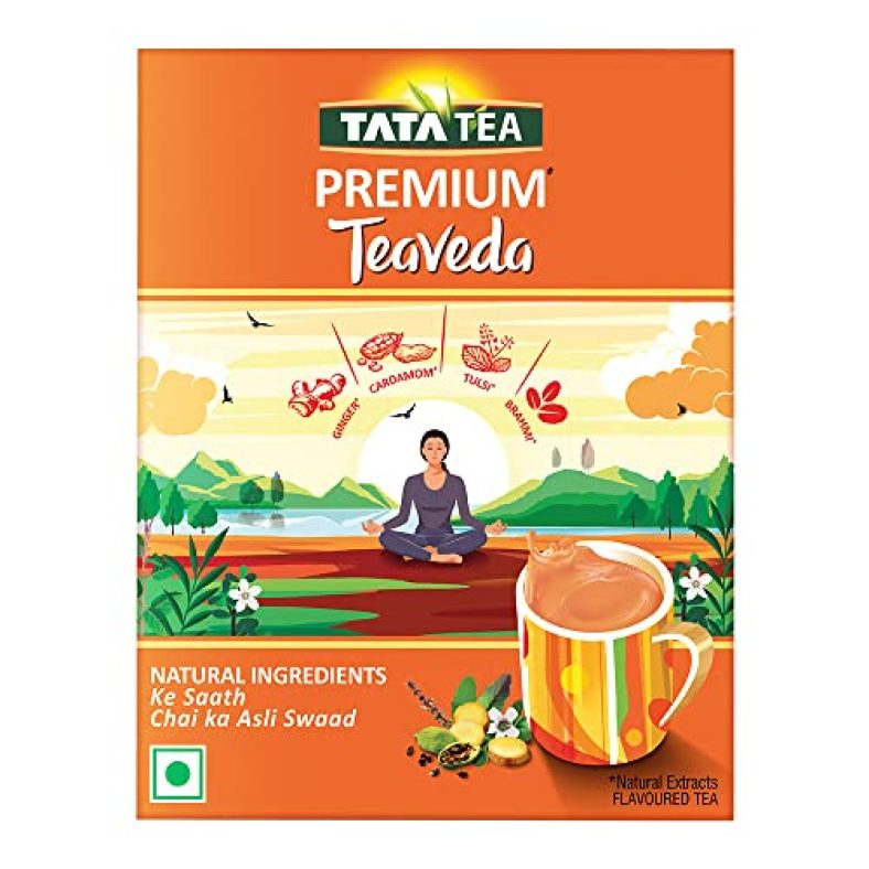 Tata Tea Premium Teaveda | Premium Assam Tea Leaves | With Goodness Of Time-Tested Indian Ingredients -Tulsi, Elaichi, Ginger & Brahmi | Flavoured Tea | 500G