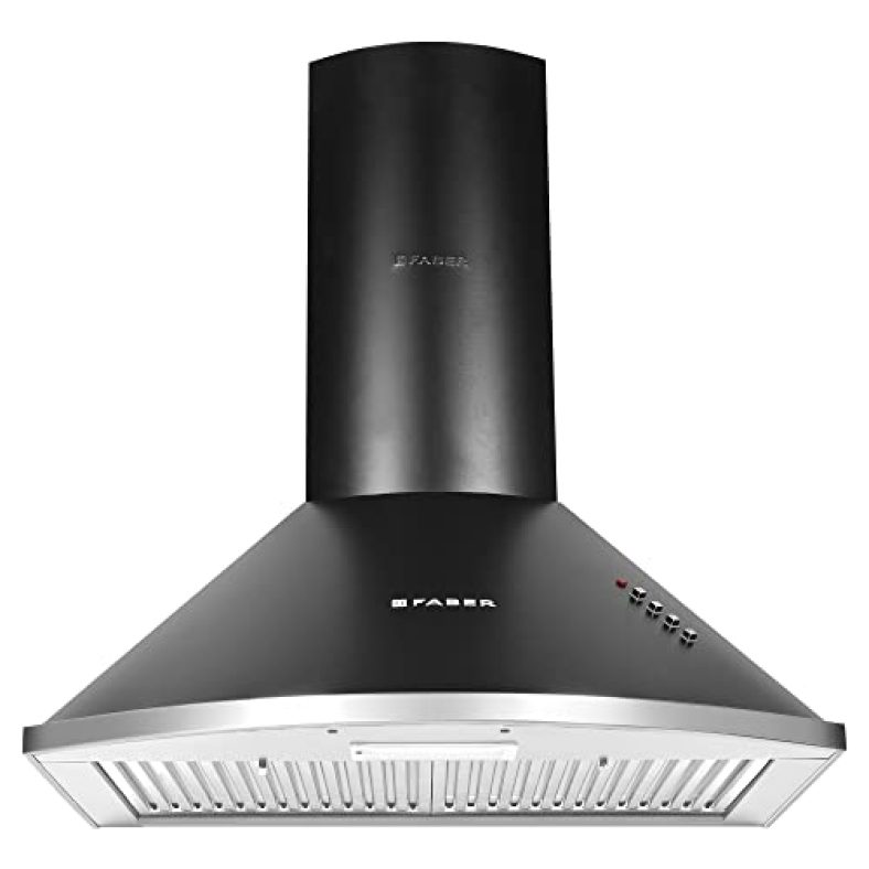 Faber 60 Cm 1000 M³/Hr Pyramid Kitchen Chimney || Lifetime Warranty On Motor|| Motor- 240 Watt (Hood Class Pro Pb Bk Ltw 60, Baffle Filters,Black)