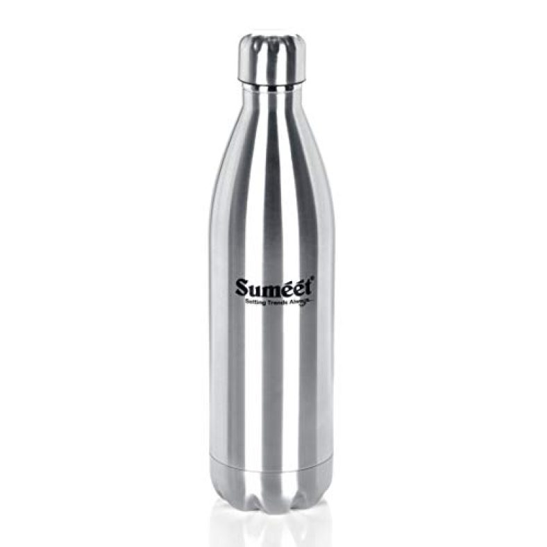 Sumeet Stainless Steel Double Walled Vacuum Flask / Water Bottle, 24 Hours Hot And Cold, 1000 Ml, Silver