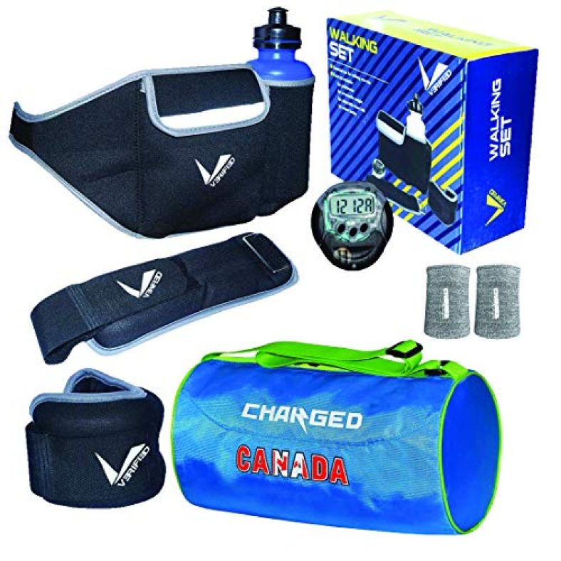 Verified Gym Set Including Vf-1026 Walking Set With Charged Gym Bag Canada Large Sky And Wrist Band 3” Pair Milanche Grey