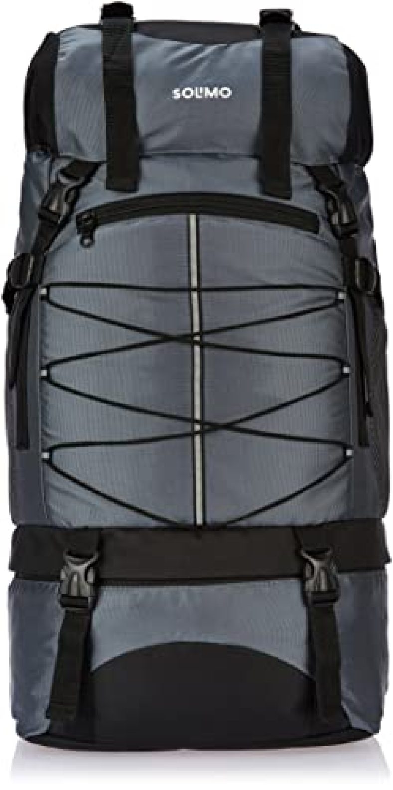 Amazon Brand – Solimo 41L Travel/Trekking Rucksack With Top Flap, Accessory Pockets, Bottle Holder And Waist Belt (Grey)