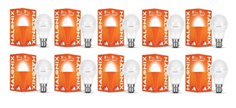 Halonix 9W B22 Led Cool White Bulb, Pack Of 10