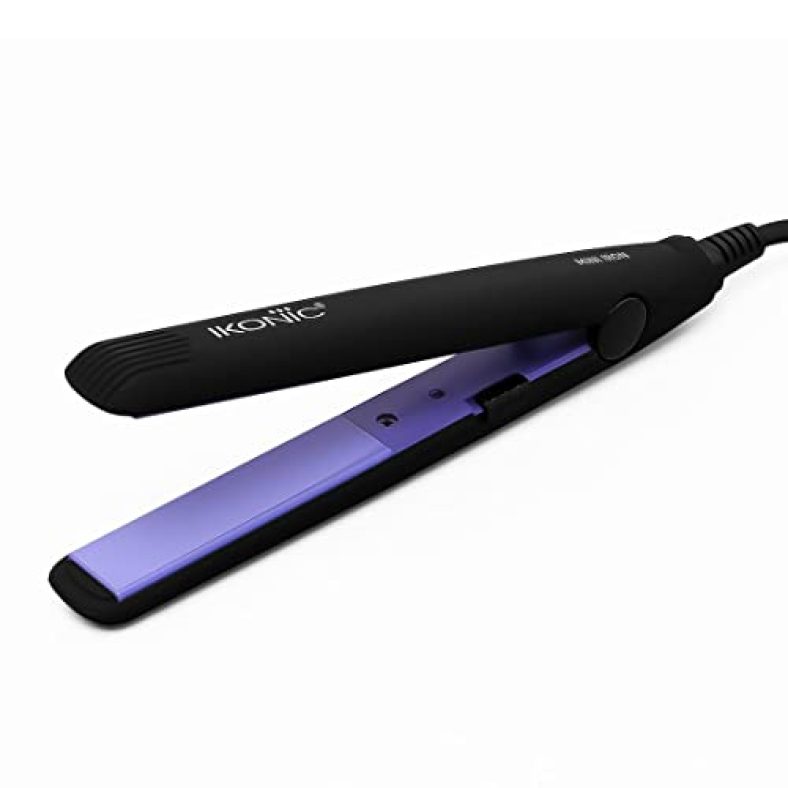 Ikonic Mini Iron Hair Straightener. Compact Size And Perfect Travel Companion. Safe On Chemically-Treated Hair (Black)