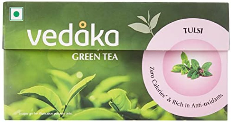 Amazon Brand – Vedaka Green Tea, Tulsi, 25 Tea Bags