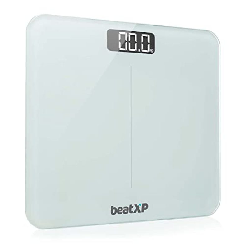 Beatxp Gravity Elite Digital Weighing Scale For Body Weight With 6 Mm Thick Tempered Glass | Electronic Weight Machine With High Precision Sensors & Backlit Lcd Panel | 18 Months Warranty (White)
