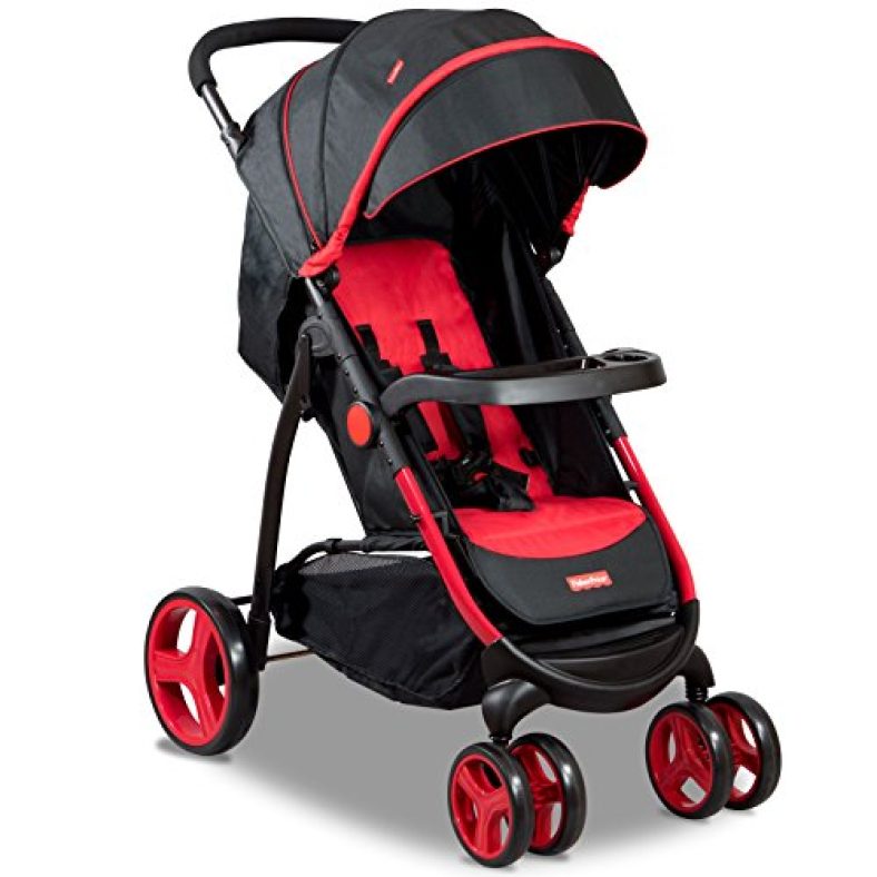 Fisher-Price Explorer Steel Stroller Cum Pram For Baby (Red)