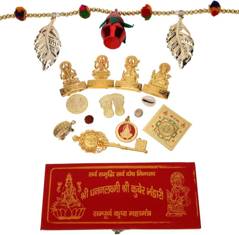 Tied Ribbons Shri Dhan Laxmi Kuber Bhandari Yantra With Toran Bandanwar Brass Yantra