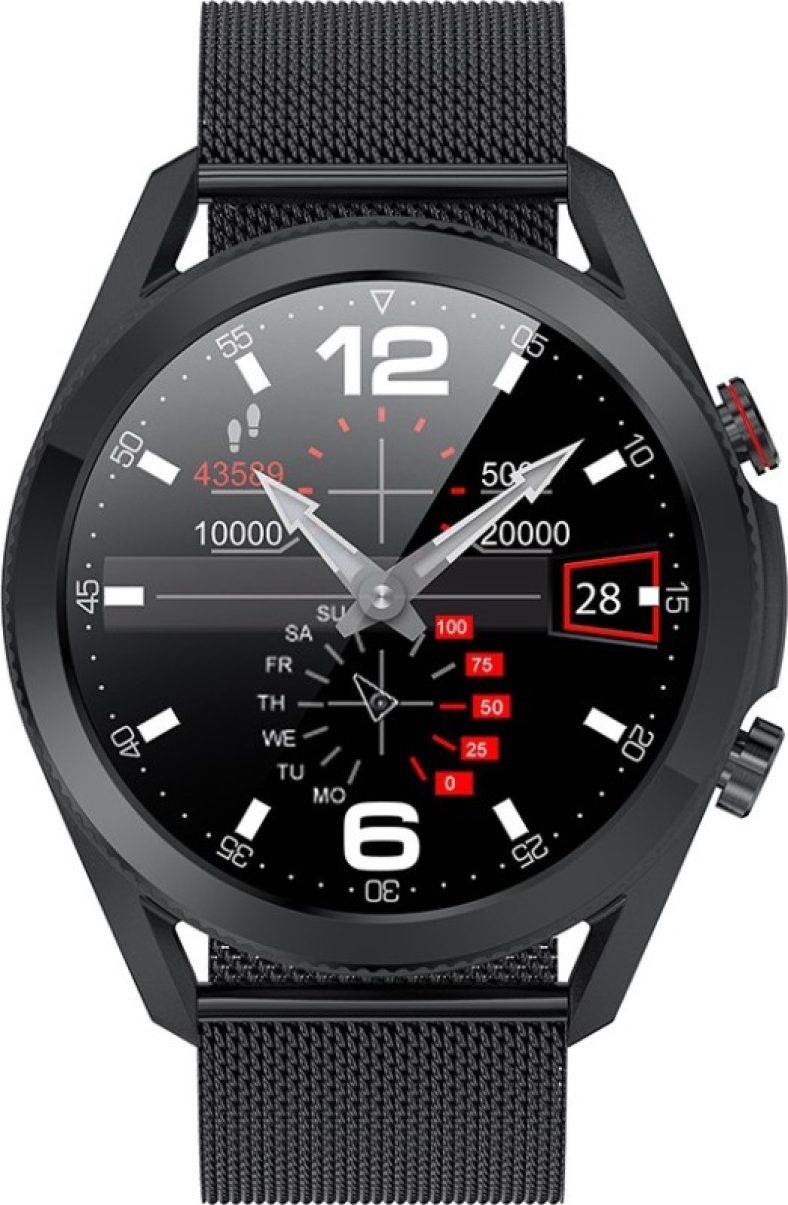 French Connection Unisex Round Smartwatch(Black Strap, Free Size)