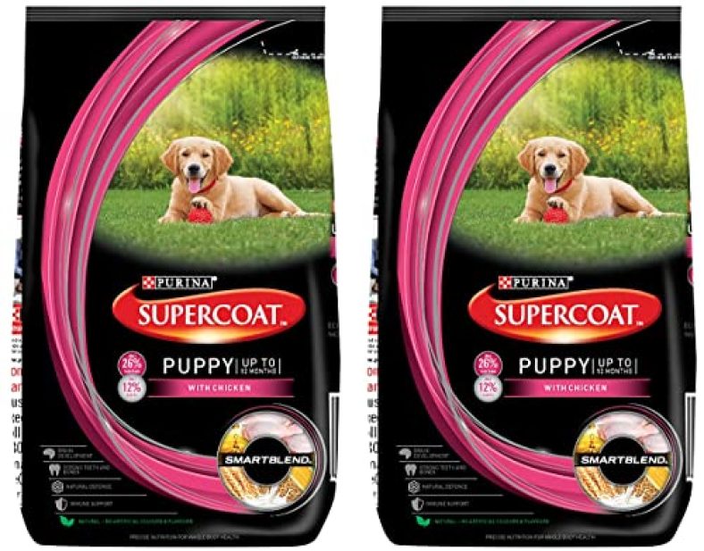 Purina Supercoat Puppy Dry Dog Food, Chicken – 2Kg Pack & Supercoat Puppy All Breed Dry Dog Food, Chicken- 3Kg Pack, Small