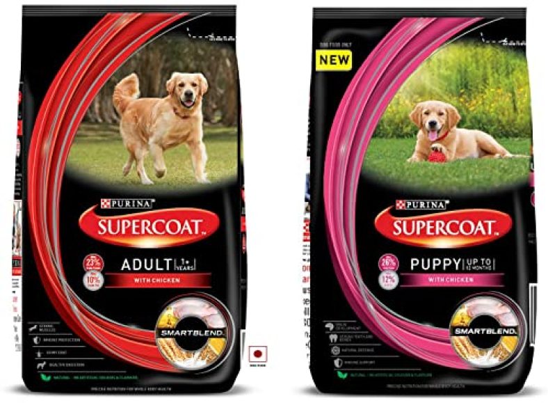 Purina Supercoat Adult Dry Dog Food, Chicken, 2Kg Pack & Supercoat Puppy All Breed Dry Dog Food, Chicken- 3Kg Pack, Small