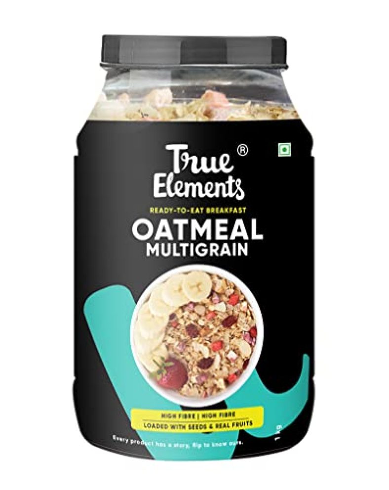 True Elements Multigrain Oatmeal 1Kg – With 37% Millets (Jowar & Barley) | Overnight Oats | 100% Wholegrain Cereal