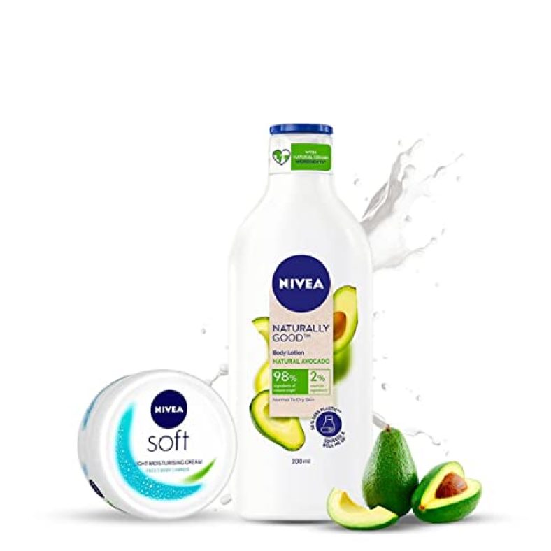 Nivea Soft Light Moisturiser, 200Ml And Nivea Naturally Good, Natural Avocado Body Lotion, 200 Ml