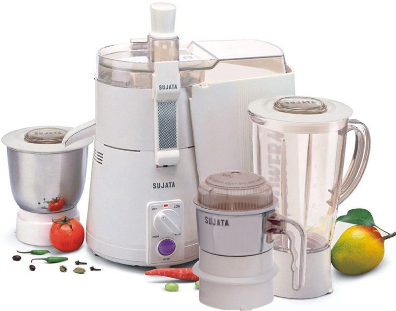 Sujata Powermatic Plus With Chutney Jar Watt- 900 W Juicer Mixer Grinder (3 Jars, White)