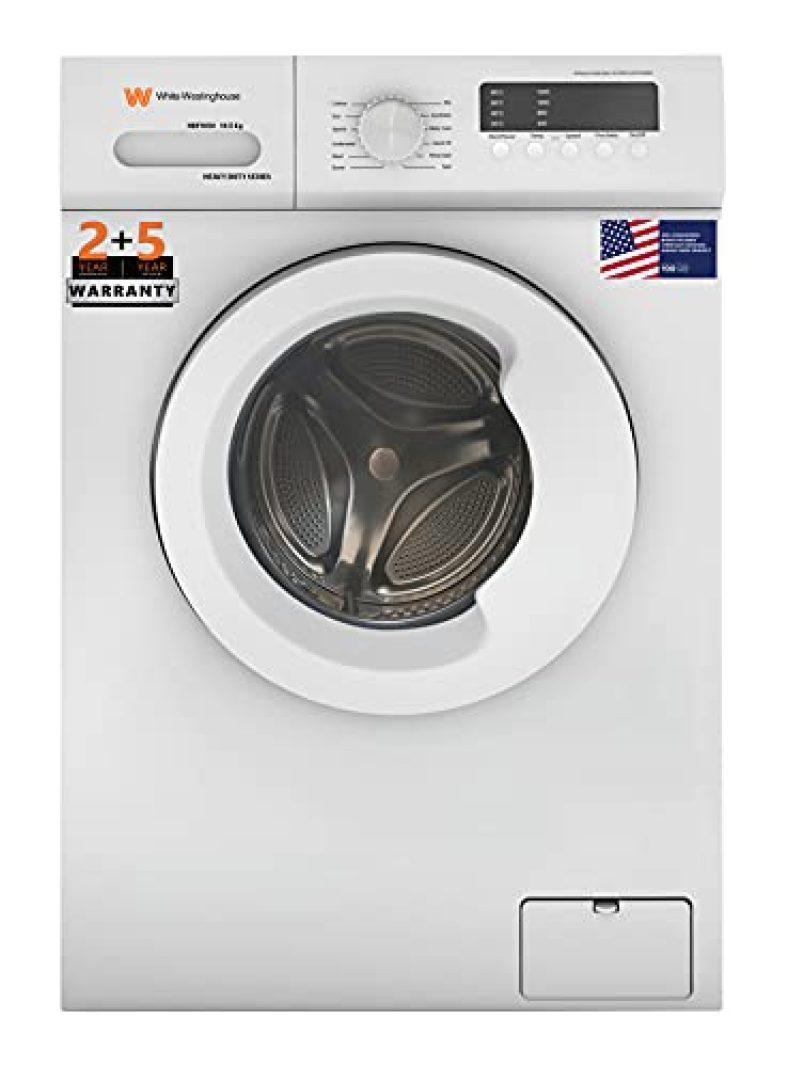 White Westinghouse 10.5Kg Ultra Smart Dry Fully Automatic Front Load With In-Built Heater Washing Machine, Large (Hdf1050/ White/In Built Heater)
