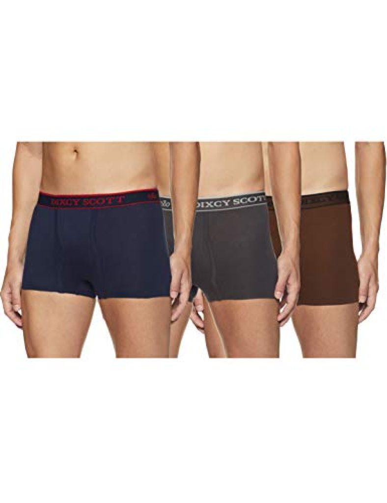 Dixcy Scott Men’S Innerwear Regulart Fit Solid Trunk (K1-Pr64361_Brown, Navy, Dark Grey_M)