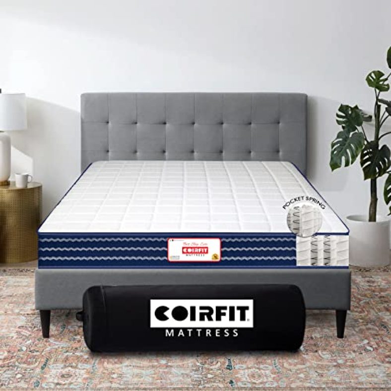 Coirfit Ortho Luxury Pocket 8-Inch King Size Spring Mattress (White, 78X72X8)