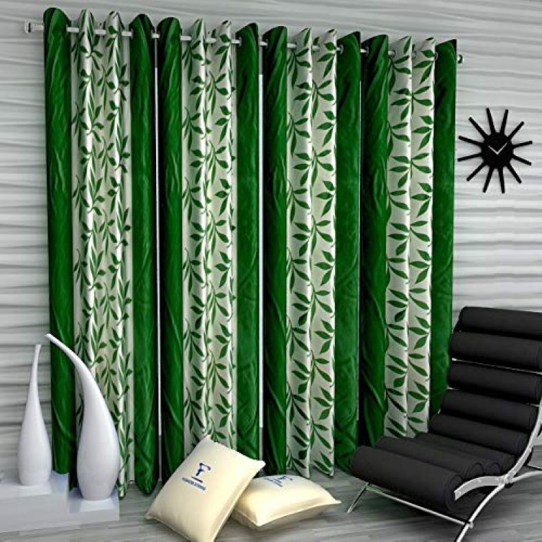 Fashion String 4 Piece Kolaveri Eyelet Polyester Door Curtains – 7 Feet, Green