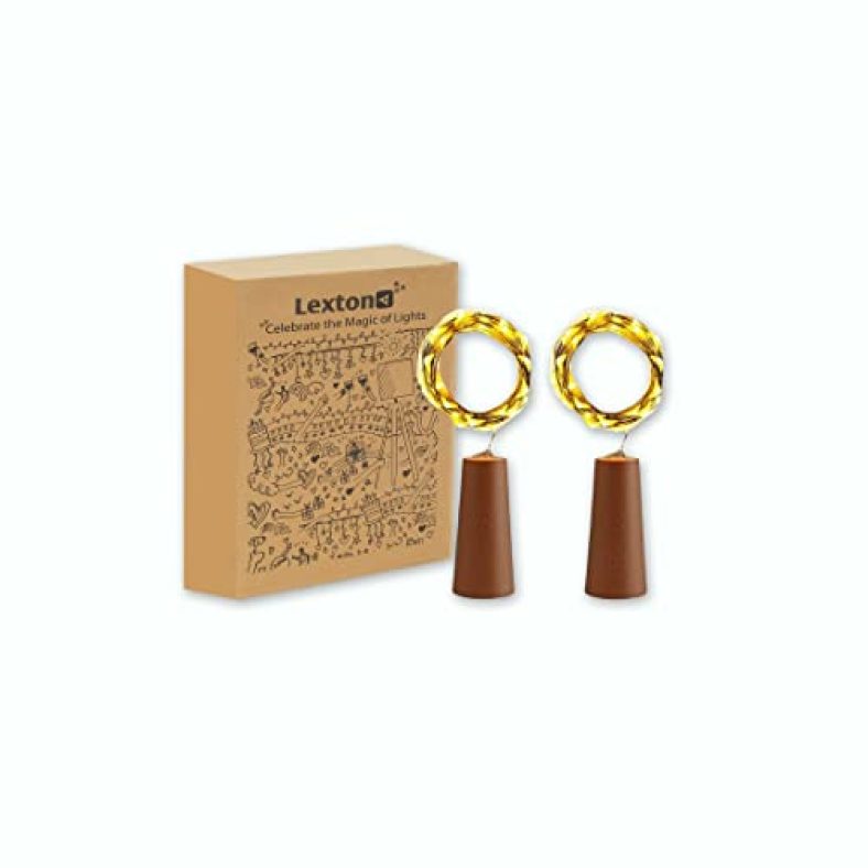 Lexton 20 Led Wine Bottle Cork Lights Copper Wire String Lights (Warm White, Pack Of 2) (Cork Light)