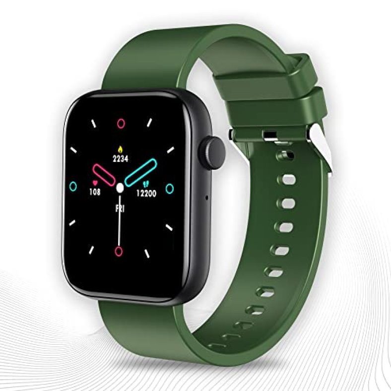 Gionee Gsw12 Smartwatch Bluetooth Calling With 1.8 Ips 2.5D Curved Display, Ip68 Water Resistant, Spo2 & Stress Monitor, Heart Rate Monitor & 200+ Watch Faces, Longer Battery (Olive Green)
