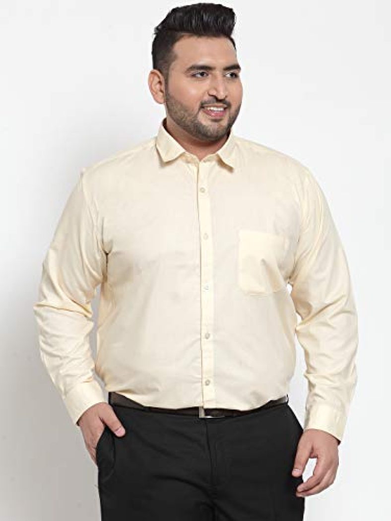 Pluss Men’S Solid Regular Fit Shirt (Msfsc5572-Ecru_Beige 52)