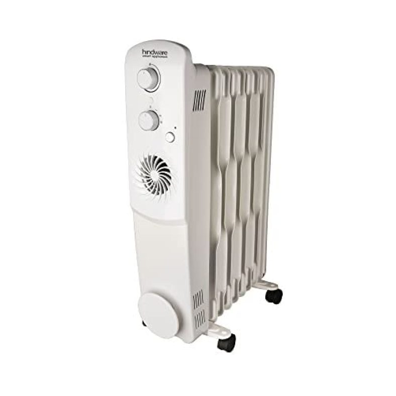 Hindware Atlantic 2500W Ofr Room Heater With Ptc Fan – Atruro 9 Fin, 3 Heat Settings 800 Watts, 1200 Watts And 2000 Watts, White