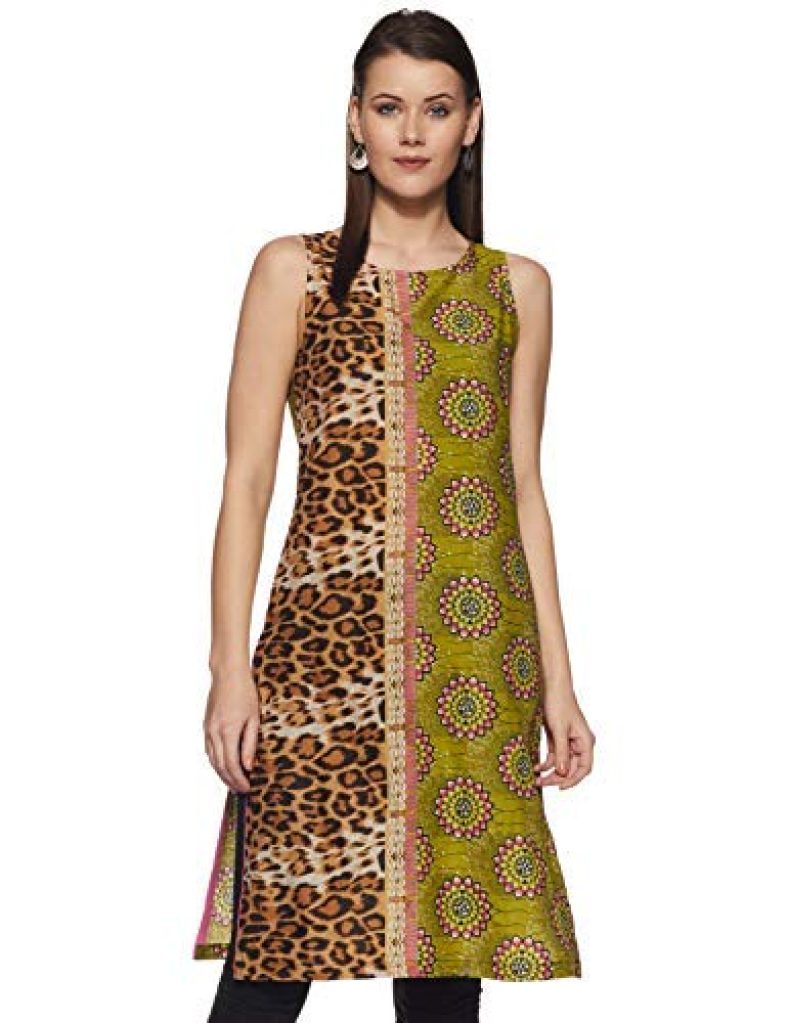 Rain And Rainbow Women’S Straight Kurta (40001-Ss/15-04_Green_Medium)