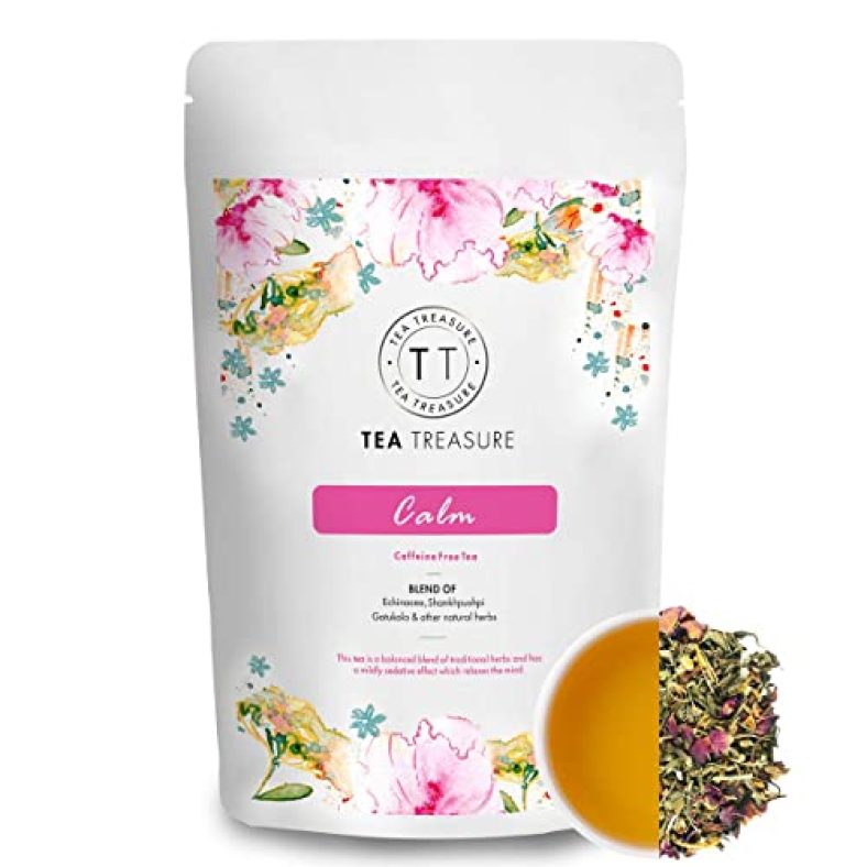Tea Treasure – Calm – 100 Gm – Herbal Tisane Tea For Healthy Hair & Glowing Skin Detox Herbal Tea, 100 G (Pack Of 1)