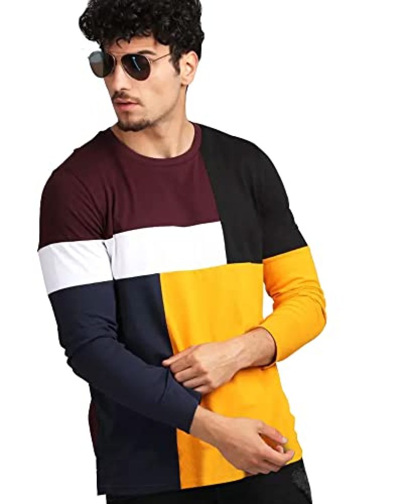 Noble Monk Men’S Geometric Regular Fit T-Shirt (T564_Multicolor S)