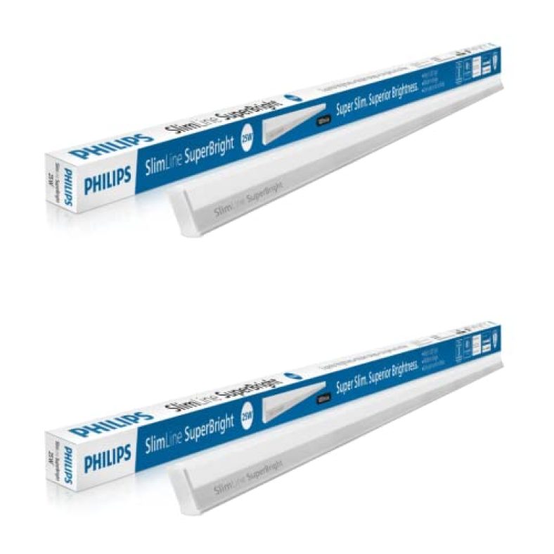 Philips 25-Watt Led Batten/Tubelight | Slimline Superbright Compact 4-Ft Led Batten For Living Room & Bedroom | Cool Day Light, Pack Of 2