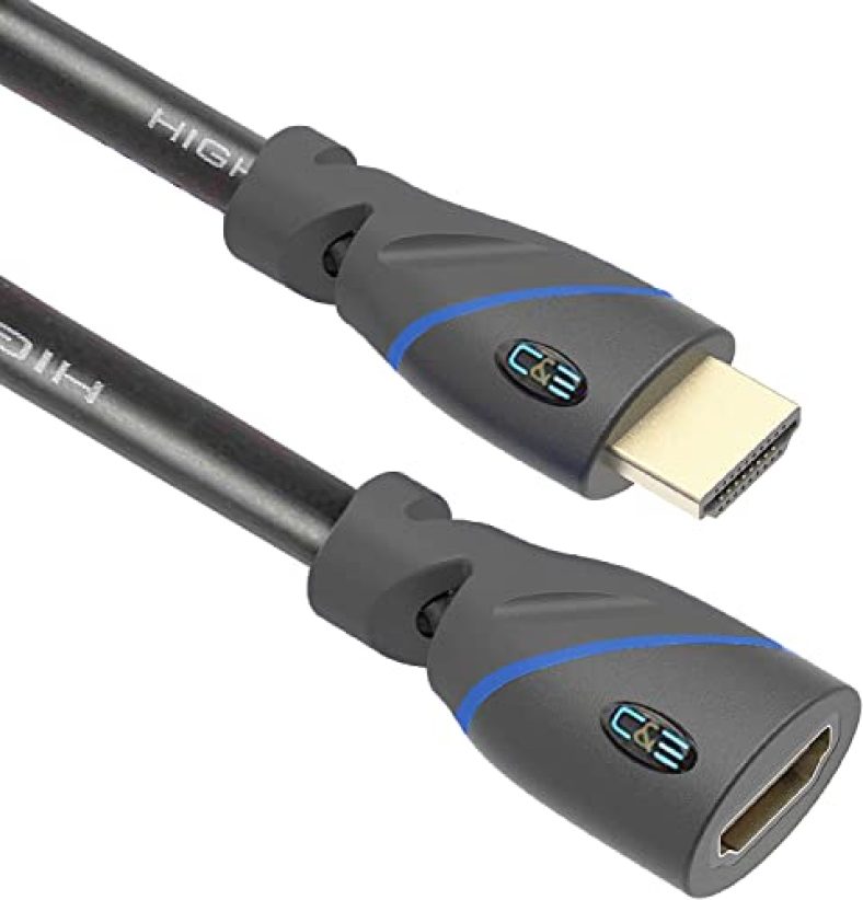 C & E 4K Hdmi Cord Hdmi To Hdmi Cable @30Hz With Ethernet 1.5 Ft Male To Female /0.46 Meter (Black, For Tv)