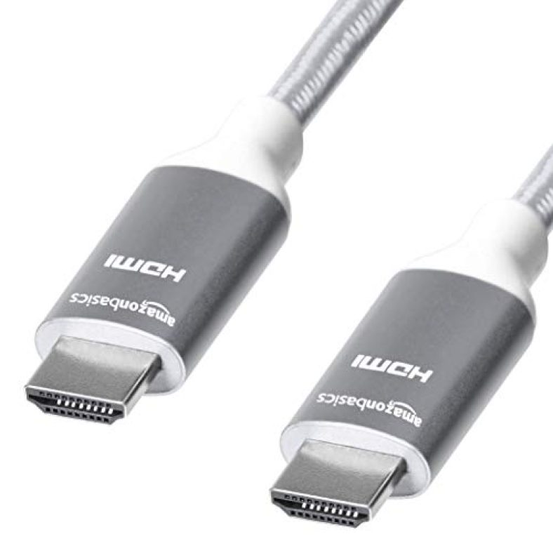 Amazon Basics High-Speed 4K Hdmi Cable With Braided Cord, 6 Feet, Light Grey