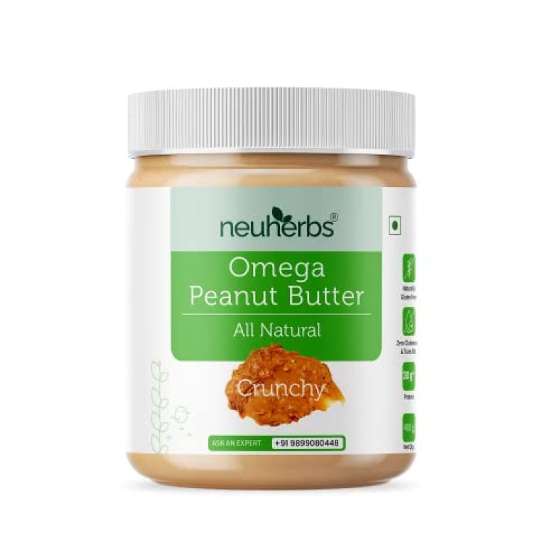 Neuherbs All Natural Omega Peanut Butter With The Power Of Omega-3, Gluten Free, Non-Gmo, Cholestrol Free, 100% Natural, Vegan | 30G Protein – 400 G (Unsweetened)