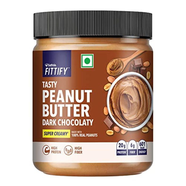 Saffola Fittify Tasty Peanut Butter | Dark Chocolaty | Super Creamy | High Protein | High Fiber | Vegan| No Trans Fat | 200G