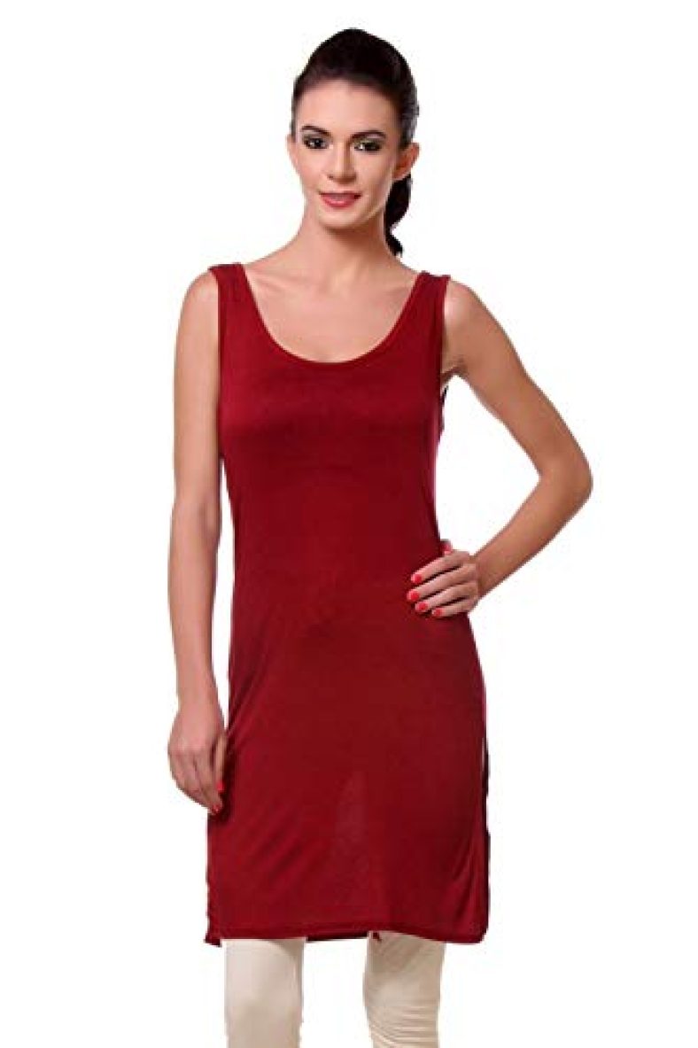 Teemoods Women’S Cotton Chemise/Long Slip/Suit Slip Nighty (Maroon, Medium)