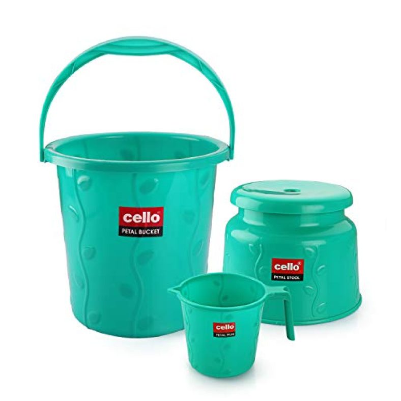 Cello Petal Bathroom Set Of 3 Pcs, Small, Green