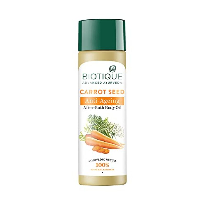 Biotique Carrot Seed Anti- Ageing After- Bath Body Oil, 120Ml