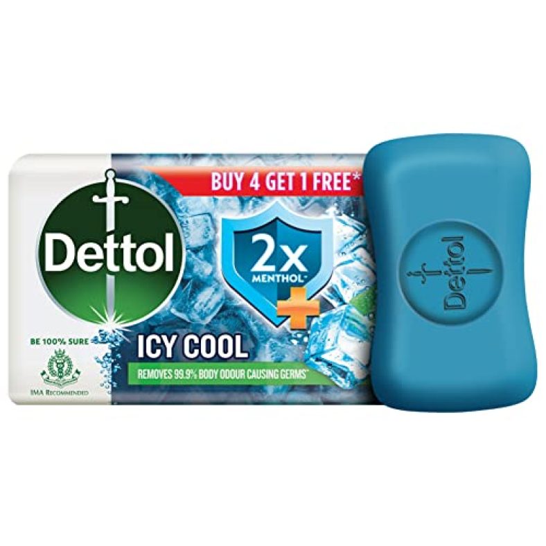 Dettol Intense Cool Bathing Soap Bar With Menthol (Buy 4 Get 1 Free – 125G Each), Combo Offer On Bath Soap