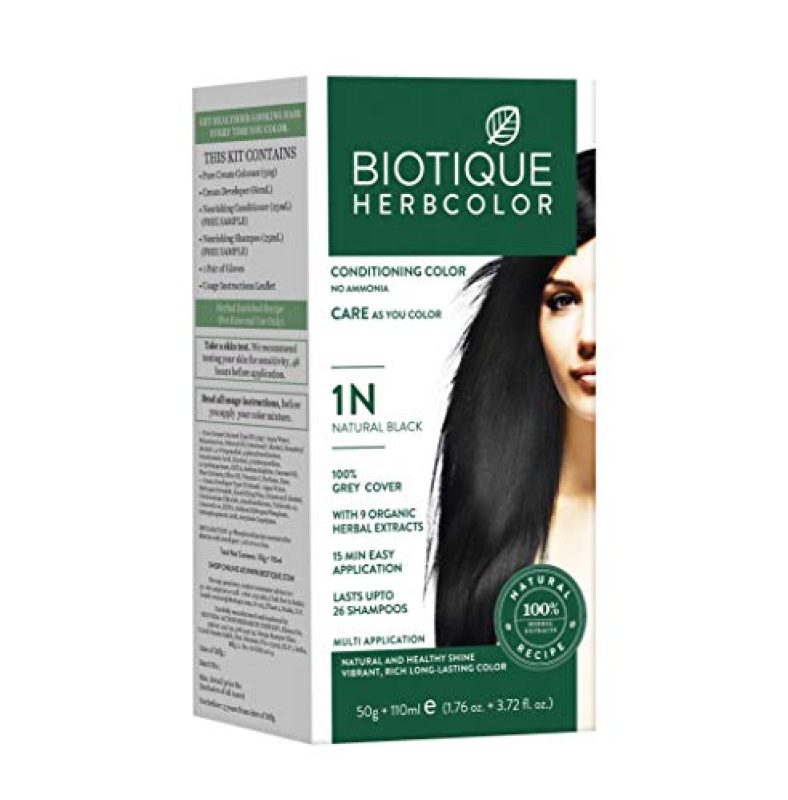 Biotique Bio Herbcolor Conditioning Hair Color, 50G + 110Ml – Natural Black 1N (Pack Of 1)