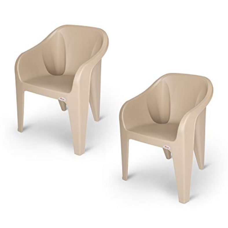 Supreme Futura Plastic Chairs For Home And Office (Set Of 2, Dark Beige)