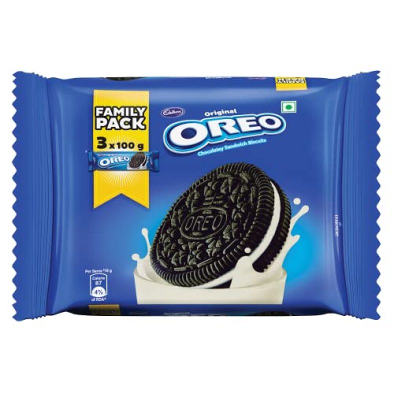 Cadbury Oreo Vanilla Flavour Cookie Sandwich Cream Biscuit Family Pack (288.75G, Pack Of 3 X 96.25G / 300G , Pack Of 3 X 100G Grammage May Vary)