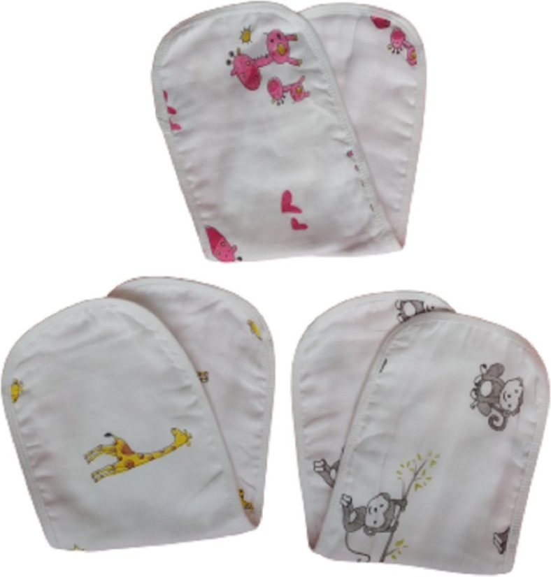 Peubud Organic Muslin Cotton Burp Cloth/Bibs(White)