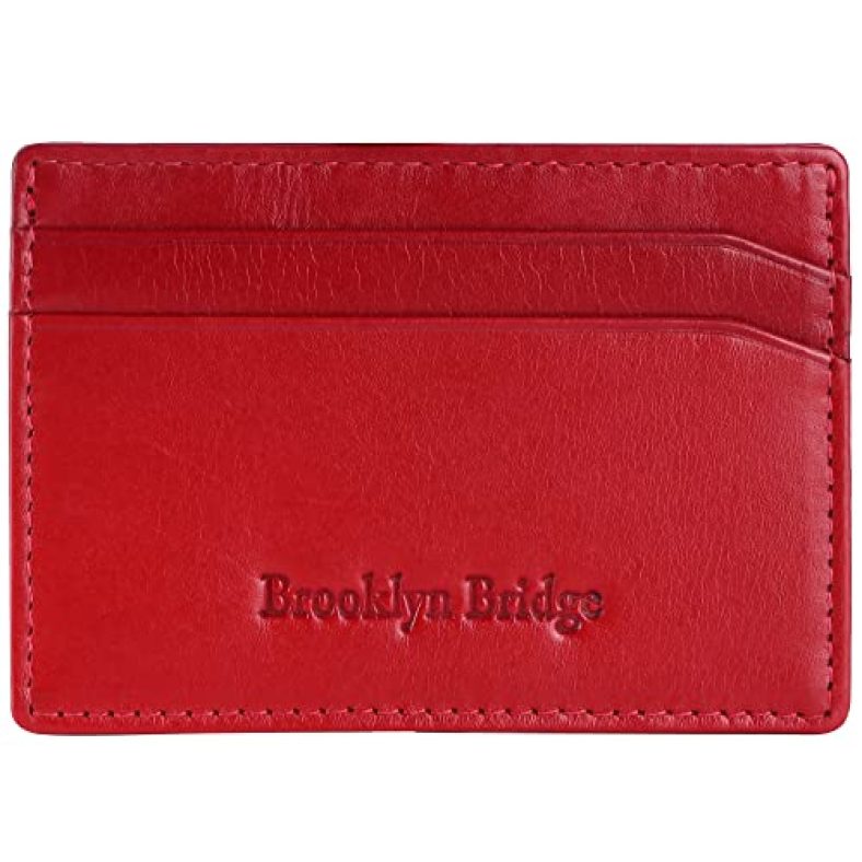 Brooklyn Bridge Genuine Leather Slim Minimalist Front Pocket Wallet – Credit Card Holder Card Cases With Id Window For Men Women
